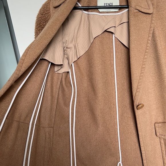 FENDI jacket teddy coat 38 40 small faux shearling logo women’s wool blazer - Picture 15 of 16